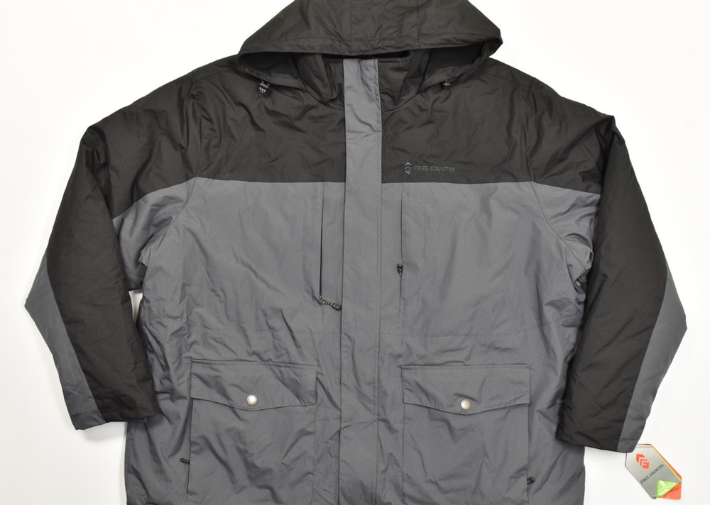 Free Country Men's 3-in-1 System Jacket Gray Black Full Zip Size 3XL NEW